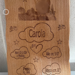Targa Nascita In Legno Con Foto